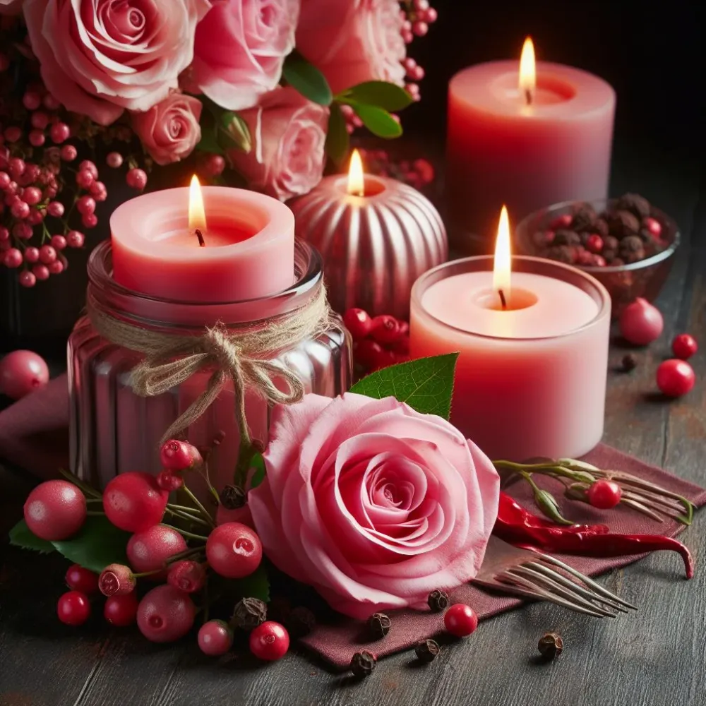 CAPULLOS DE ROSA Y PIMIENTA ROSA Eco Candle Project