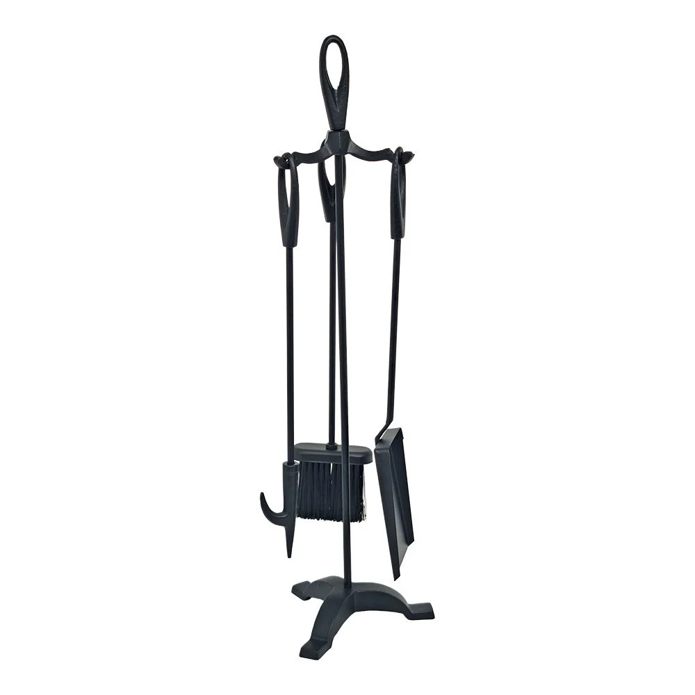 JUEGO DE CHIMENEA COLOR NEGRO 3 PIEZAS 19 x 68,5 cm EDM