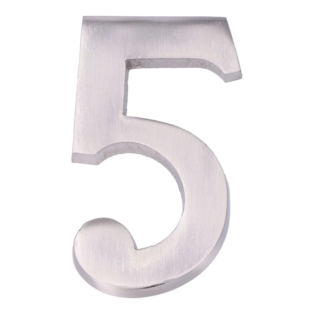 NÚMERO 5 NIQUEL MATE 10cm FIJACIÓN INVISIBLE EDM