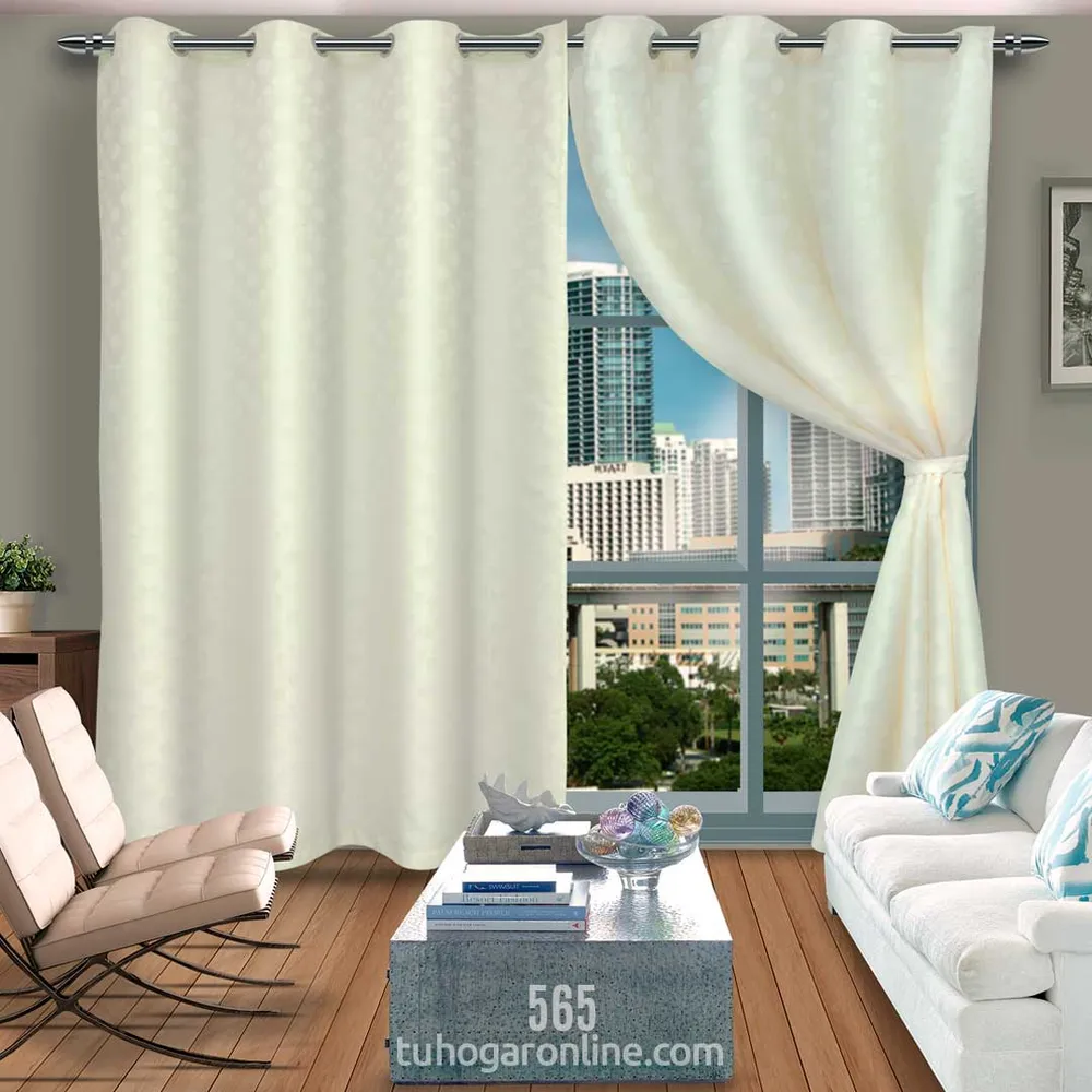 Cortina Argollada En Lona Blanco Hueso Puntos eleganthome