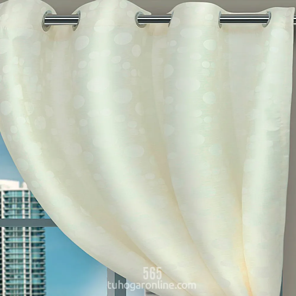 Cortina Argollada En Lona Blanco Hueso Puntos eleganthome