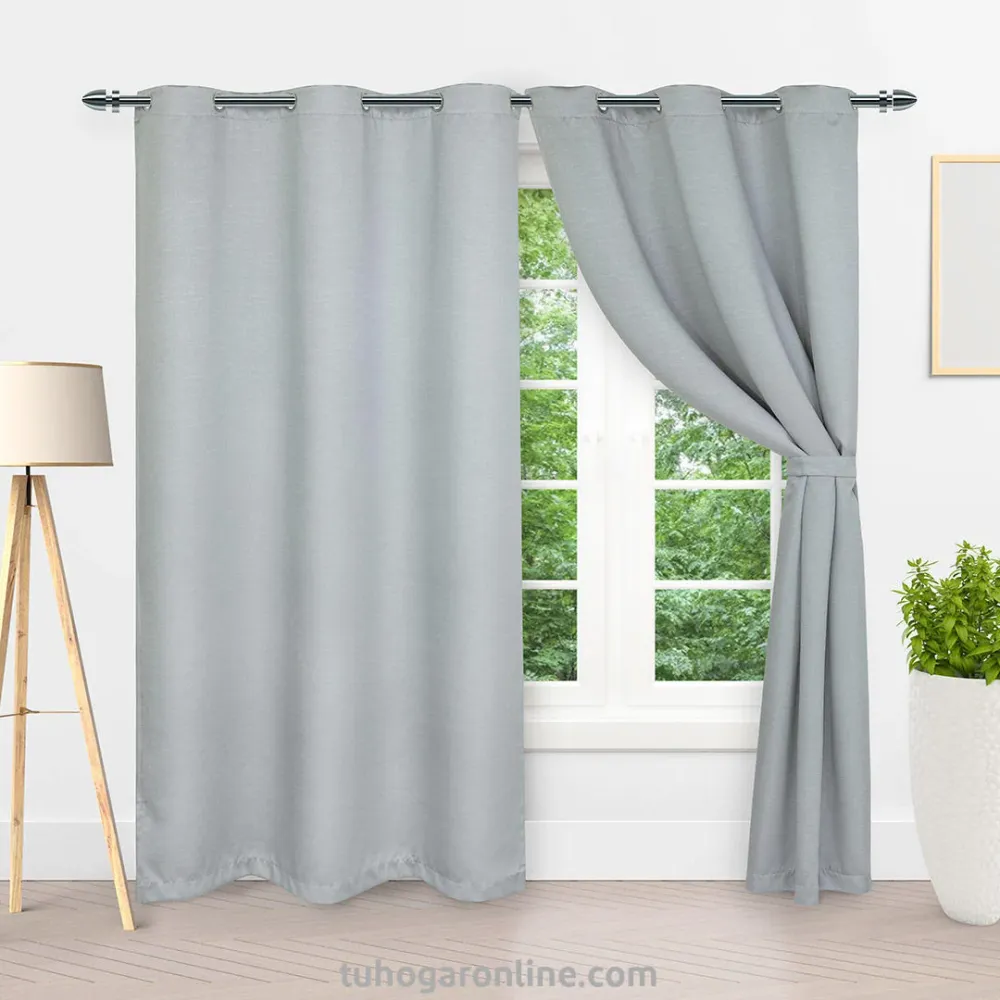 Cortina Black Out Anti-Luz Baltica Plateada Aislantes eleganthome