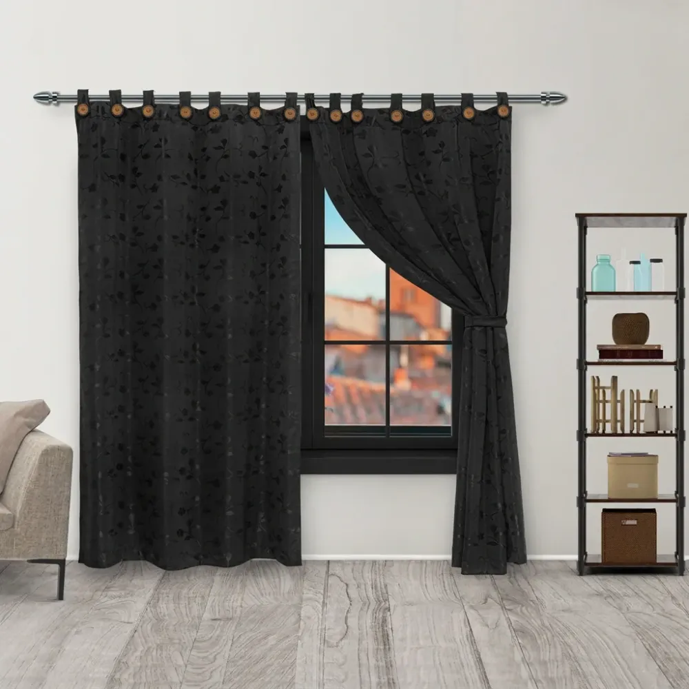 Cortina Yacar Boton Negro Elegante eleganthome