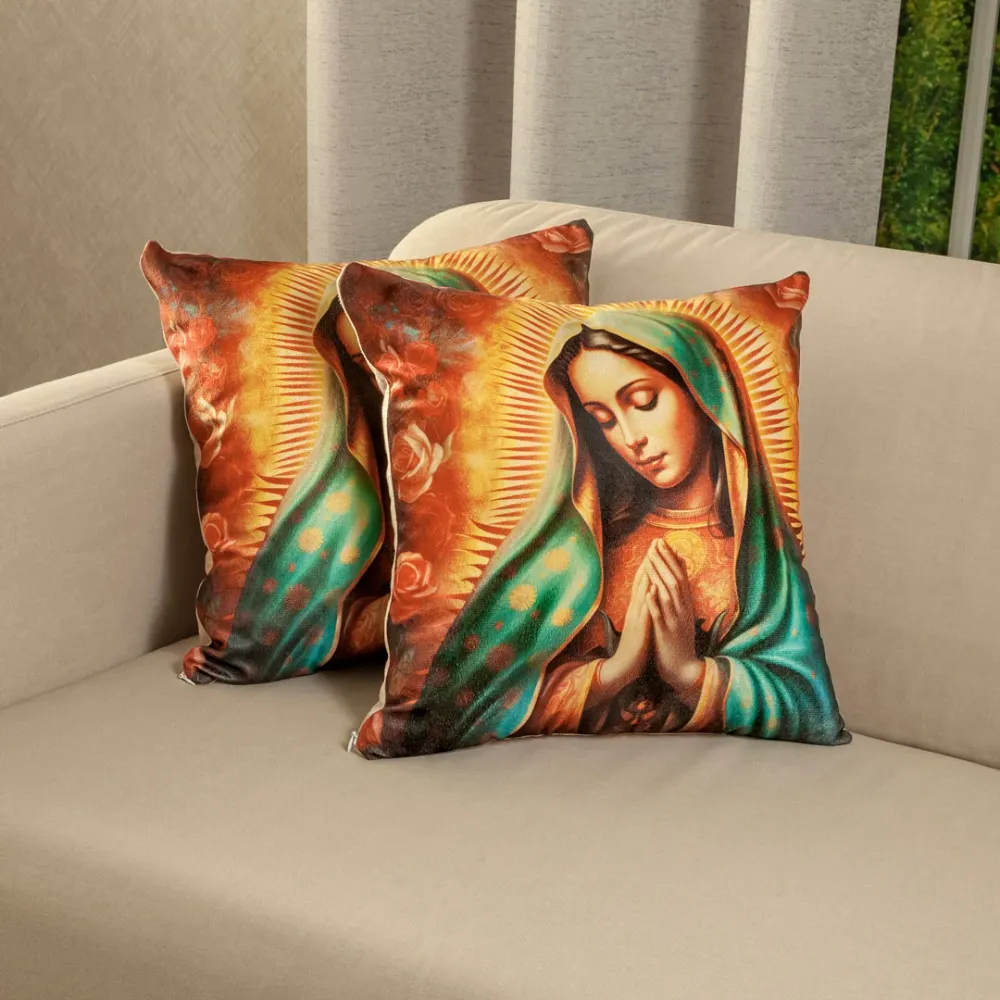 Forro Cojín Jardín Del Edén Virgen De Guadalupe Entre Rosas eleganthome