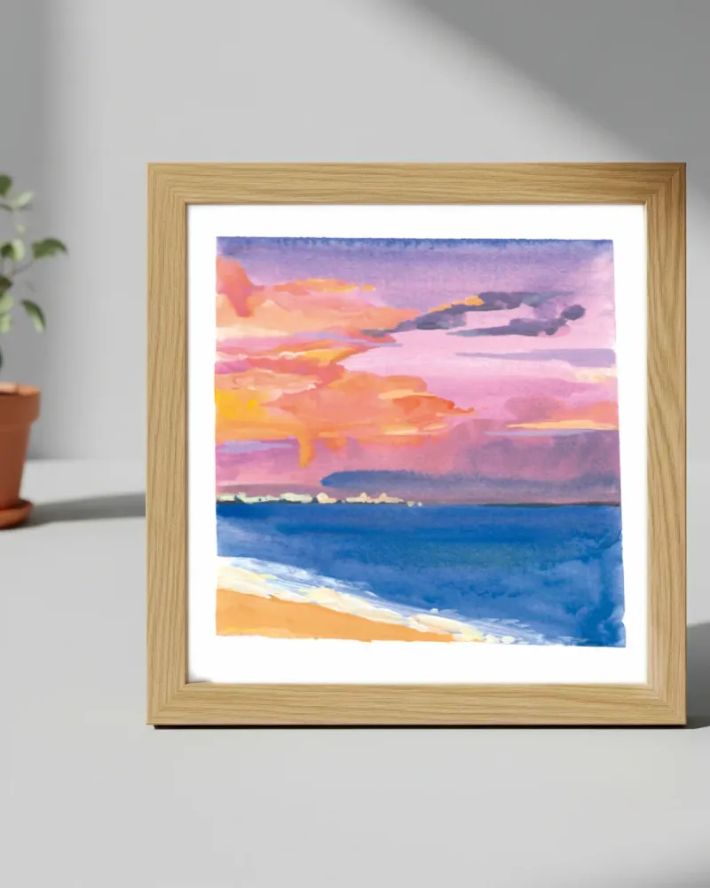 Lámina Cuadrada del atardecer en la playa Elena Mompó