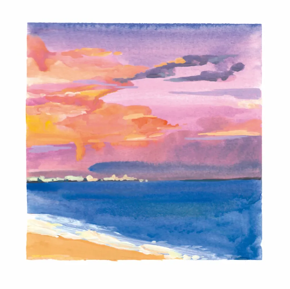 Lámina Cuadrada del atardecer en la playa Elena Mompó