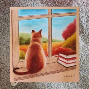 Lámina Gato Ventana Elizabeth Sanduvete