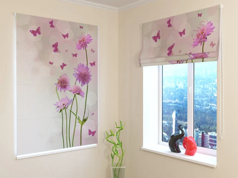 Estores Plegables Flores Silvestres y Mariposas