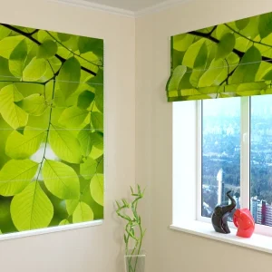 Estores Plegables Ramita Primaveral con Hojas Verdes