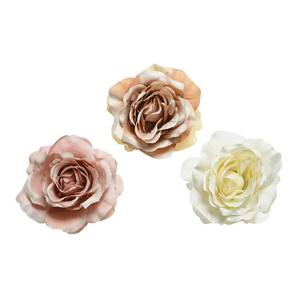 ROSA CON CLIP DE POLIESTER COLORES SURTIDOS Ø8,5x14cm EVERLANDS