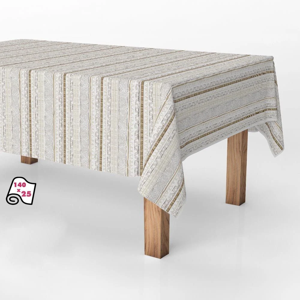 ROLLO DE HULE ANTIMANCHAS RAYAS BEIGE 1,40 x 25 m EXMA