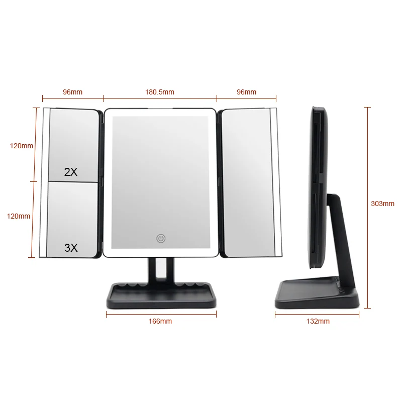 Espejo LED Tri Fold Glow Fascinate