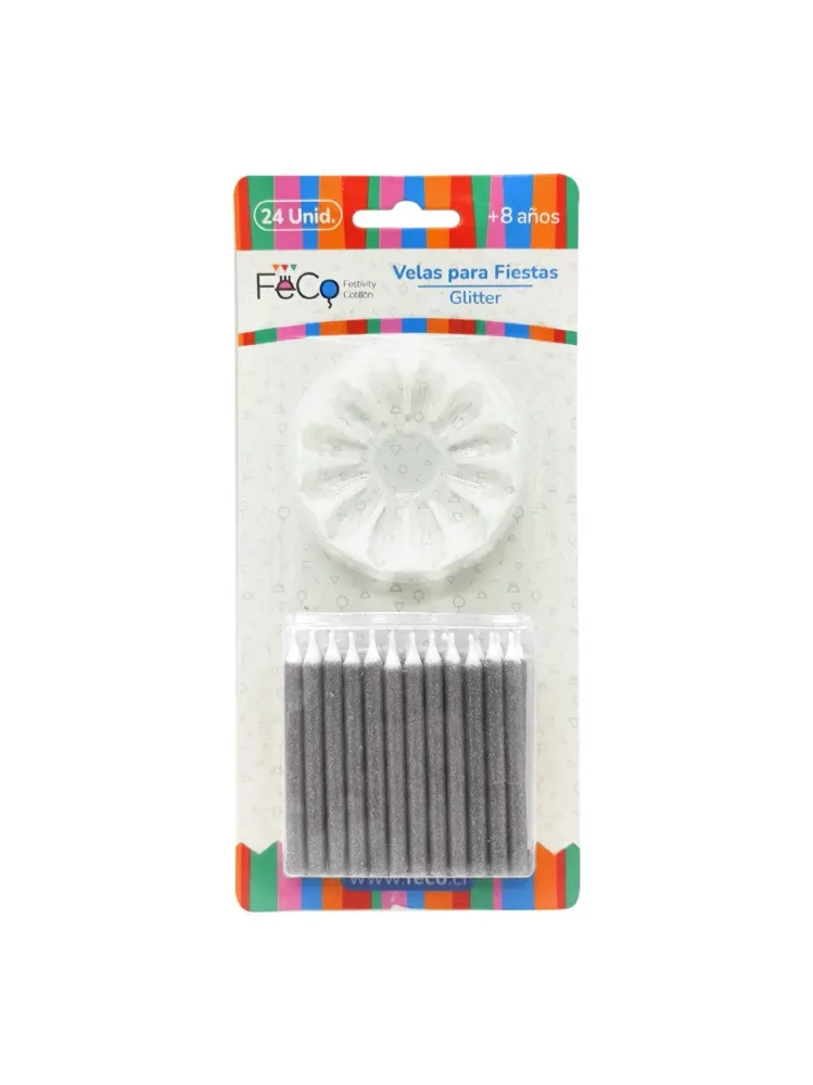 Vela Clasica Glitter 24 Unidades Rose Feco