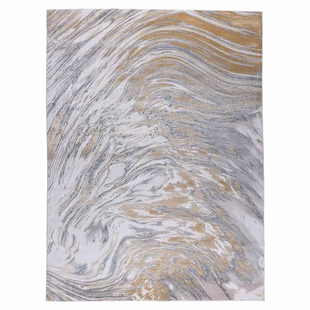 Tapete Decorativo Amira 1024C Dorado / Gris – Abstracto · Interior 152x244cm FEIZY