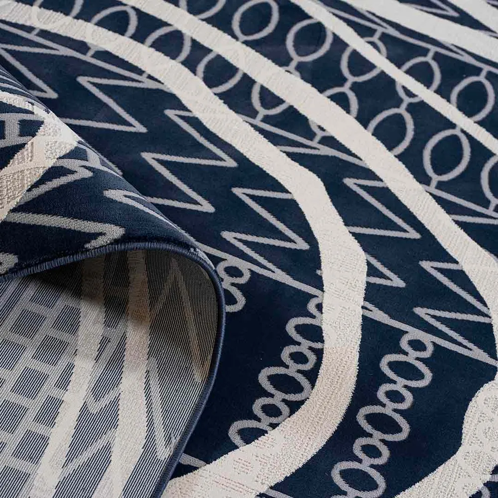 Tapete Decorativo Andora 1071C Azul / Ivory – Geométrico · Interior 152x244cm FEIZY