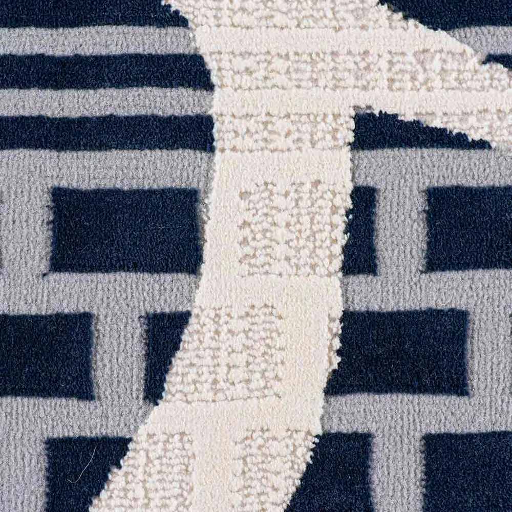 Tapete Decorativo Andora 1071C Azul / Ivory – Geométrico · Interior 152x244cm FEIZY