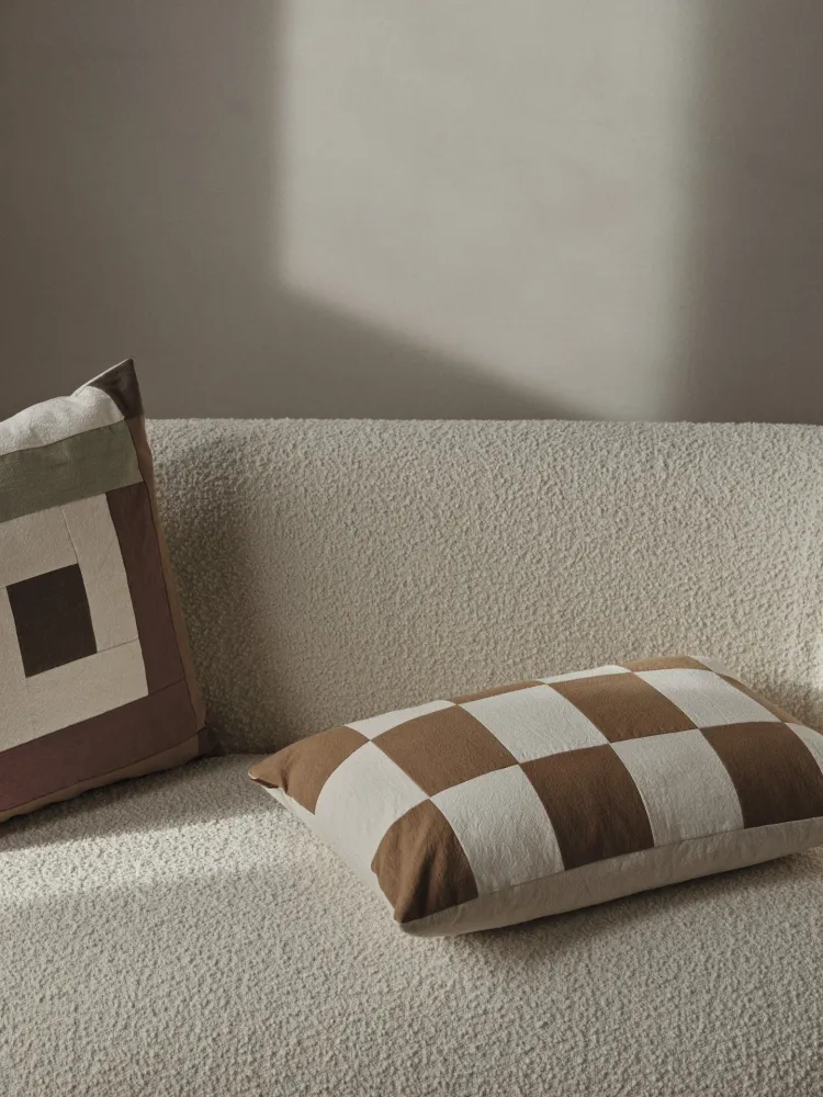 fold patchwork cushion sugar kelp Ferm Living