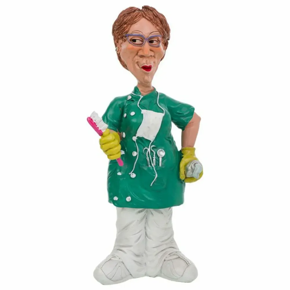 Figura decorativa Dentista para decoración de hogar. Poliresina pintada. Muñeco decorativo 25x15 cms