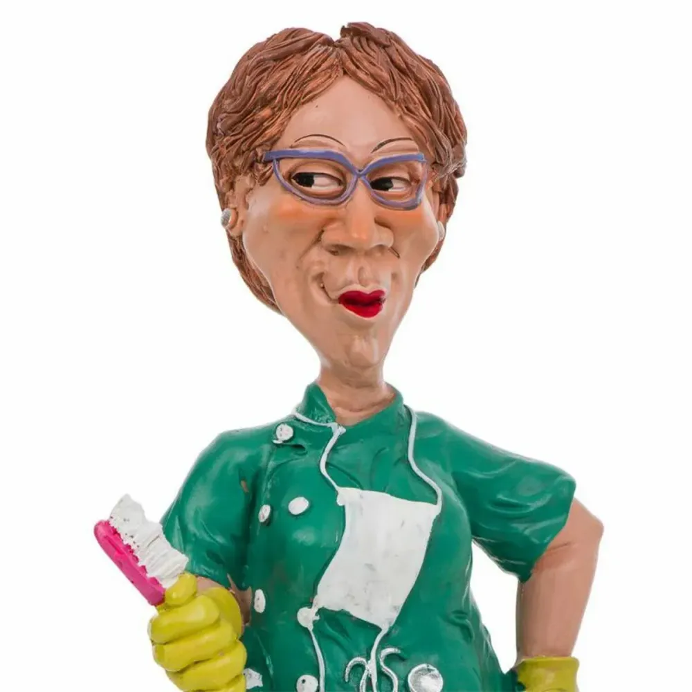 Figura decorativa Dentista para decoración de hogar. Poliresina pintada. Muñeco decorativo 25x15 cms