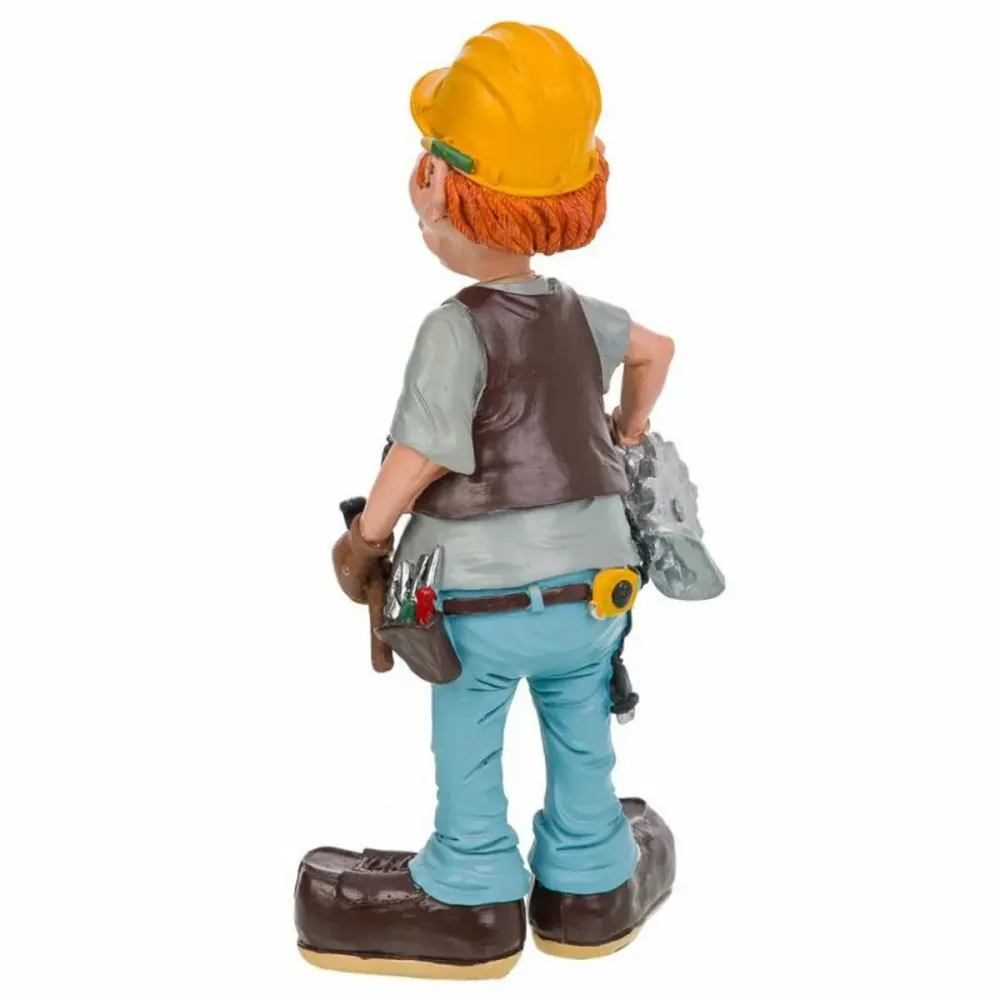 Figura decorativa Obrero para decoración de hogar. Poliresina pintada. Muñeco decorativo 27x13 cms