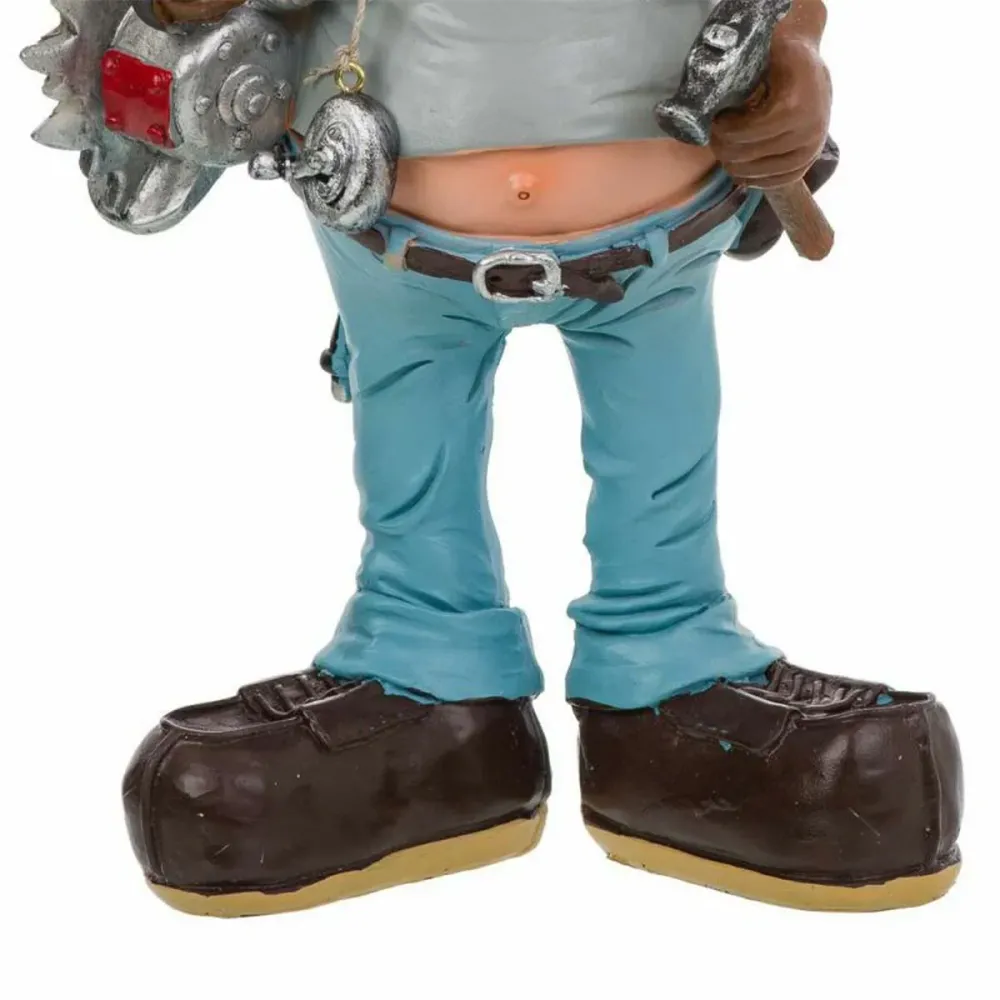 Figura decorativa Obrero para decoración de hogar. Poliresina pintada. Muñeco decorativo 27x13 cms