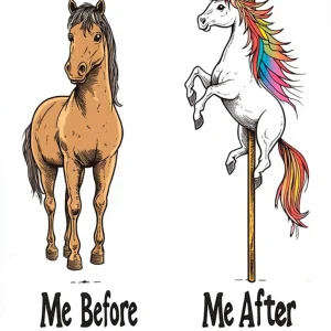 Antes y después de café - unicornios Fine Artic