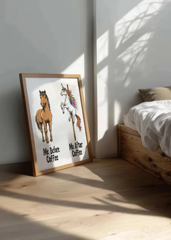 Antes y después de café - unicornios Fine Artic