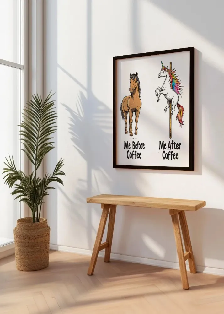 Antes y después de café - unicornios Fine Artic