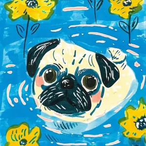 Bulldog francés nadando Fine Artic