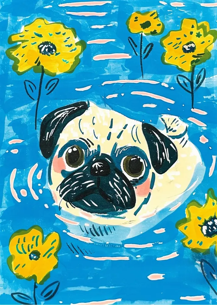 Bulldog francés nadando Fine Artic