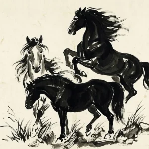 Caballos negros Fine Artic