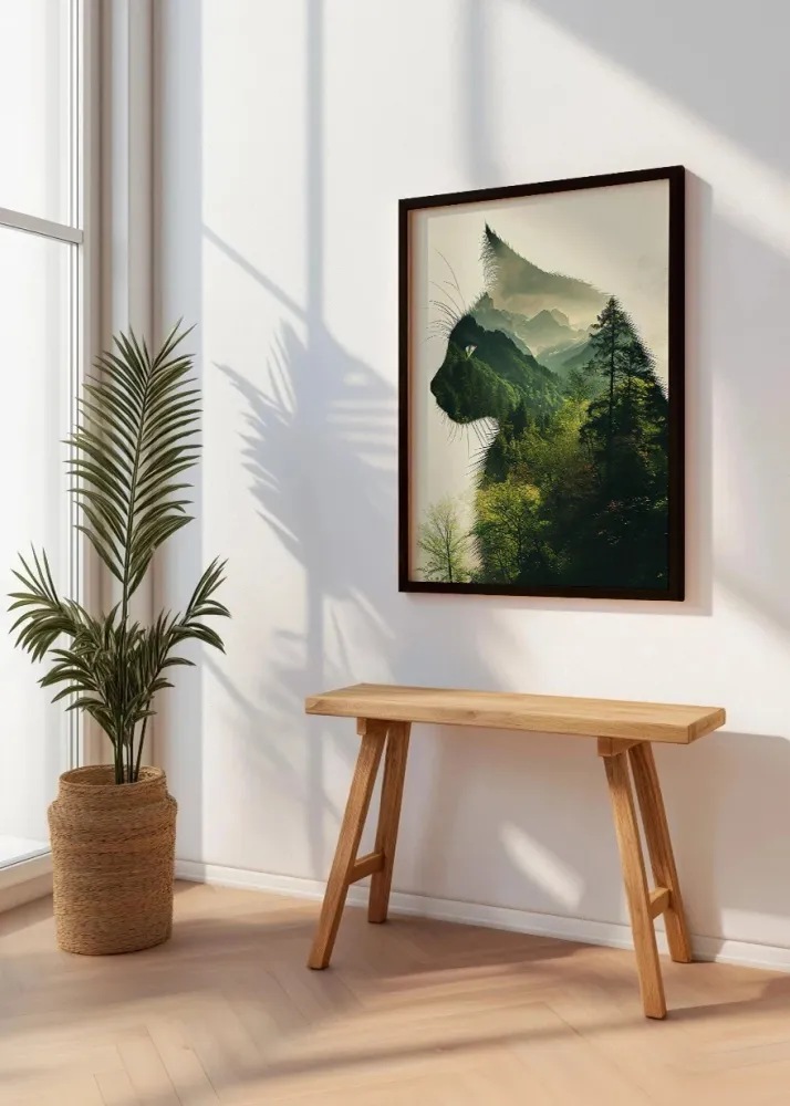 Cat collage - Green forest Fine Artic