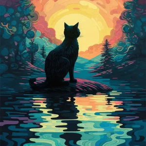 Cat & Sunset Fine Artic