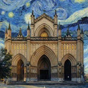 Catedral de Marí Inmaculada de Vitoria - Noche Estrellada Fine Artic