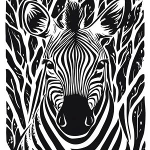 Cebra diseño Linocut - blanco y negro Fine Artic