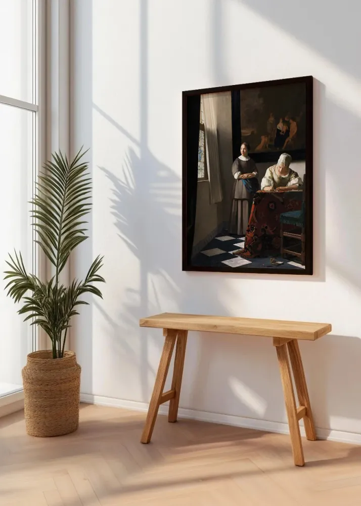 Dama escribiendo una carta con su doncella (Johannes Vermeer) Fine Artic