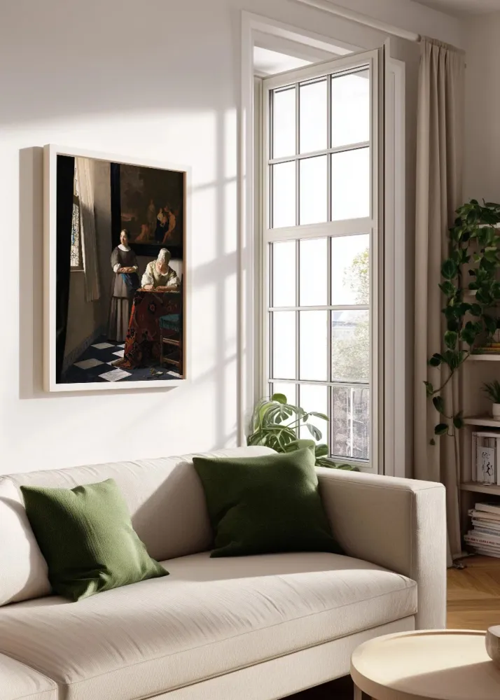 Dama escribiendo una carta con su doncella (Johannes Vermeer) Fine Artic