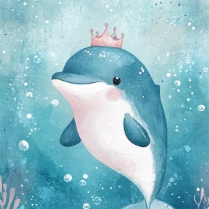 Delfín princesa cute infantil Fine Artic