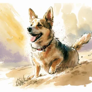 Dibujo de perro feliz Fine Artic