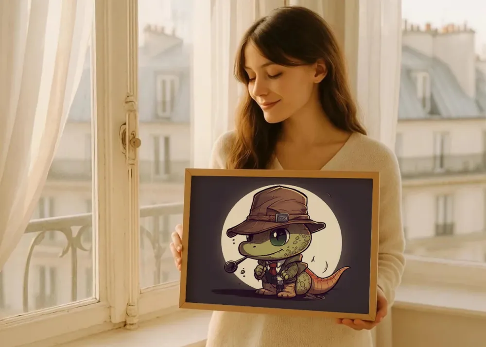 Dinosaurio detective chibi Fine Artic