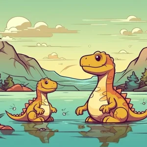 Dinosaurios en el lago Fine Artic