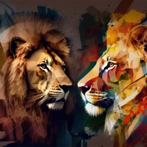 Dos leones en dos diseños Fine Artic