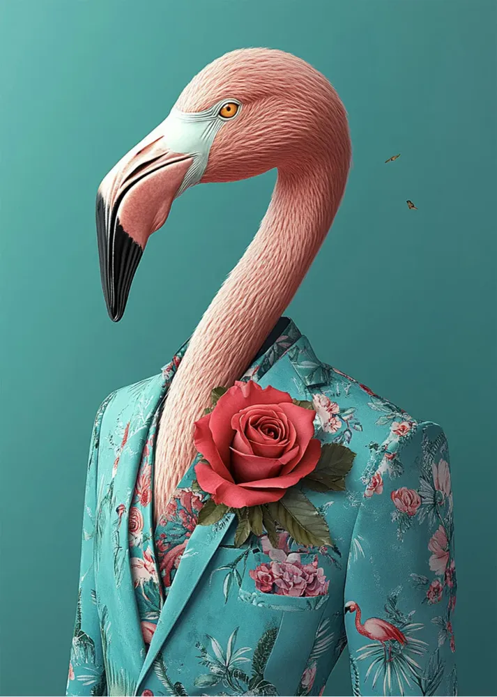 Flamenco vestido como persona con traje Fine Artic