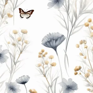 Flores y mariposa (v.1) Fine Artic