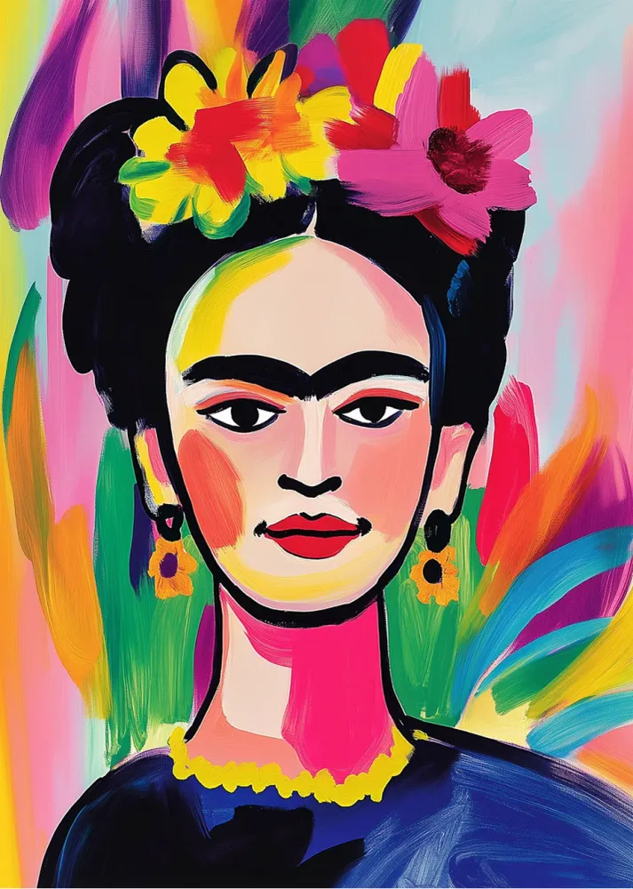 Frida Khalo con colores vivos Fine Artic