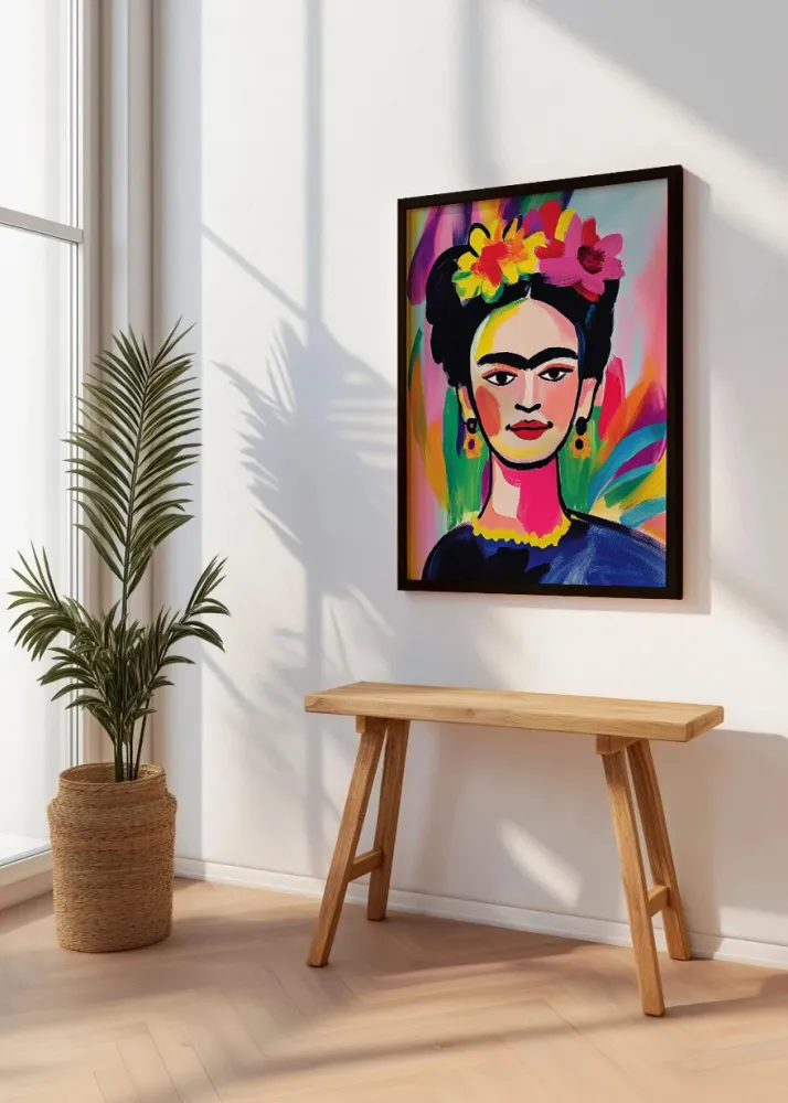 Frida Khalo con colores vivos Fine Artic