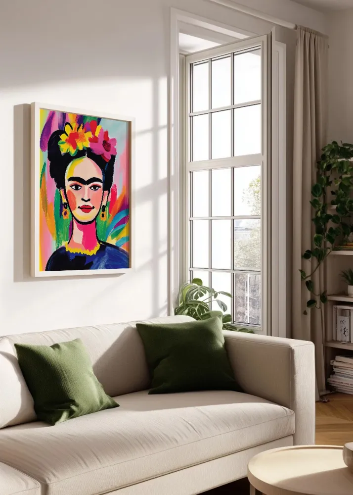 Frida Khalo con colores vivos Fine Artic