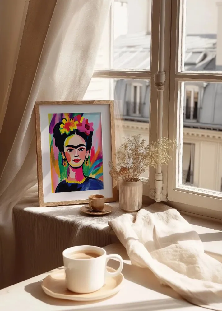 Frida Khalo con colores vivos Fine Artic