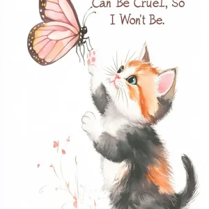 Gatito con mariposa Fine Artic
