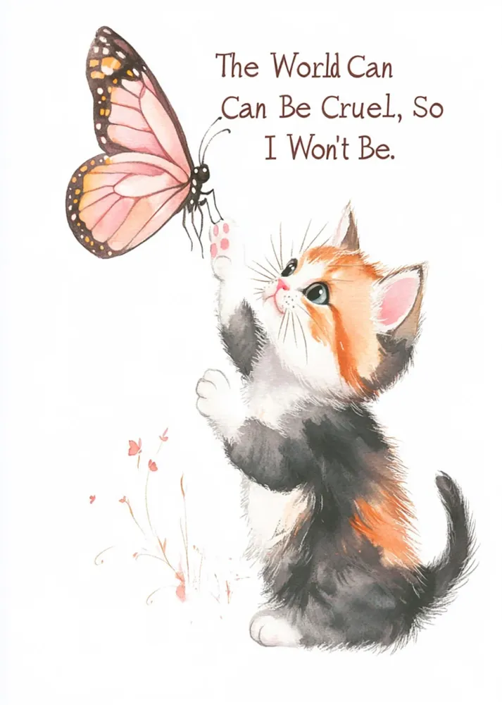 Gatito con mariposa Fine Artic